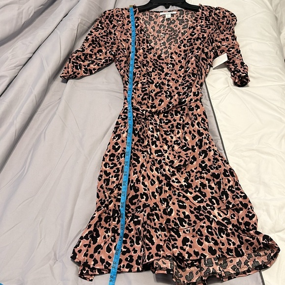 Topshop pink leopard print mini dress//Size 6 - Picture 14 of 15